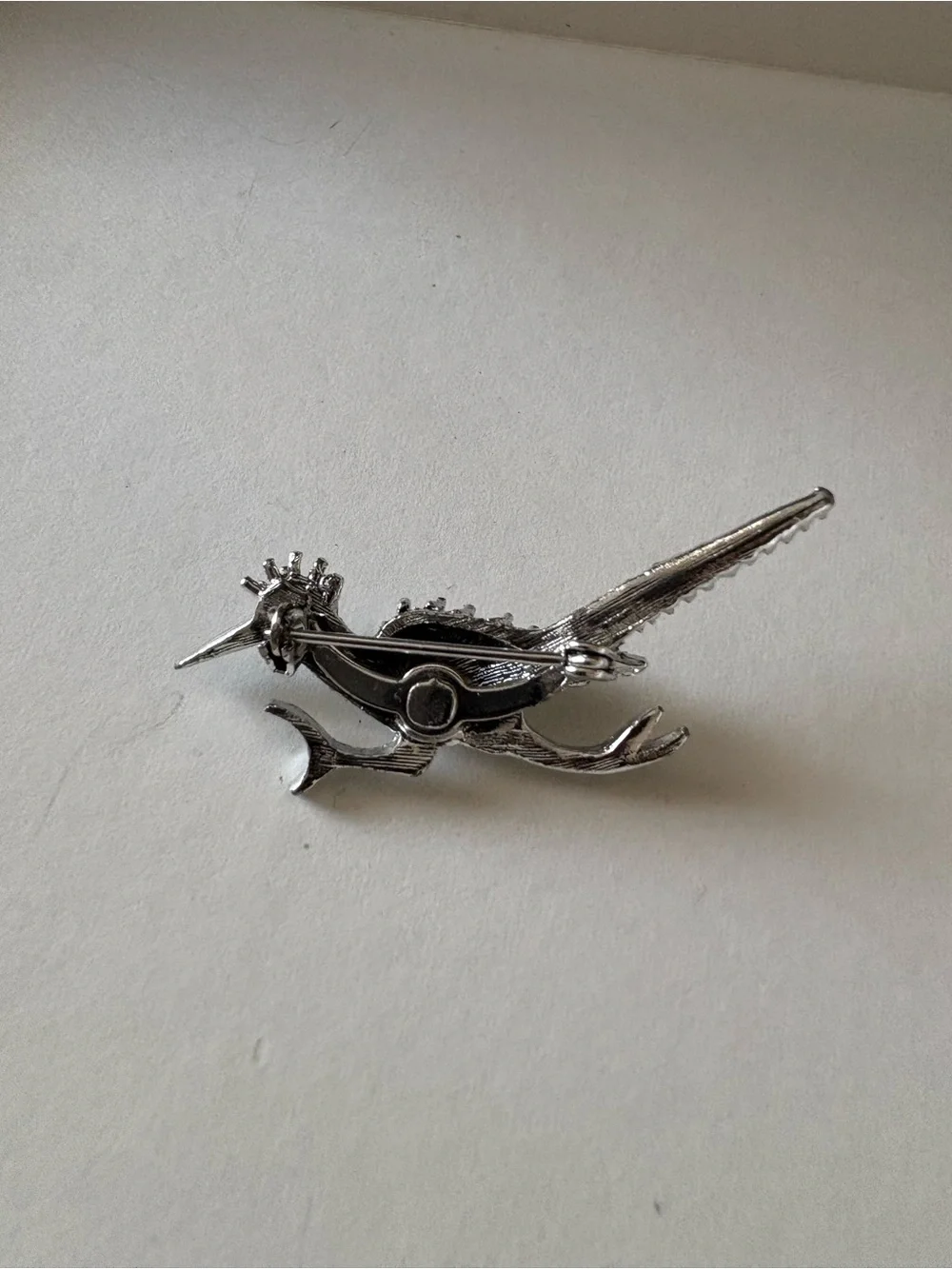 Vintage Silver Tone Roadrunner Bird Brooch